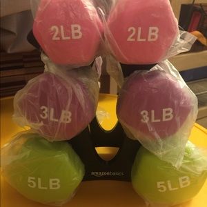 Brand new dumbbell set with stand